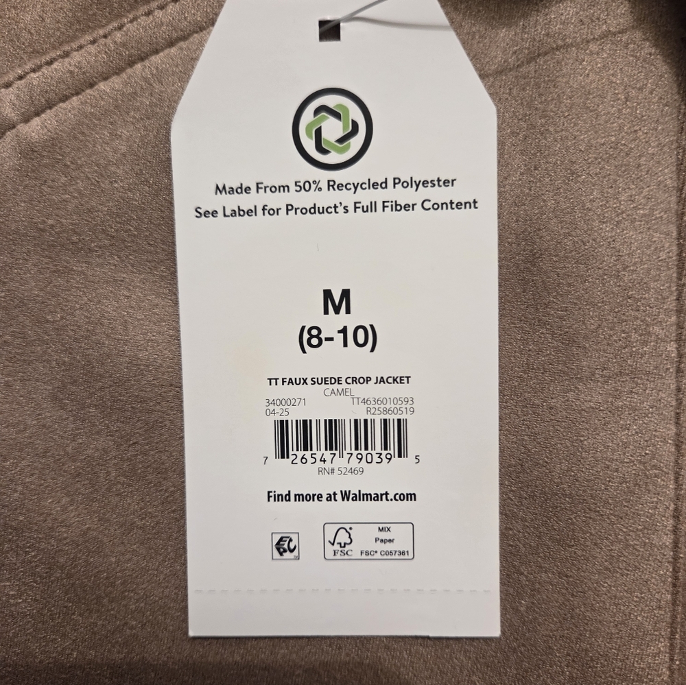 Time and Tru Women's Faux Suede Button Down Jacket in Tan NWT - Picture 4 of 8
